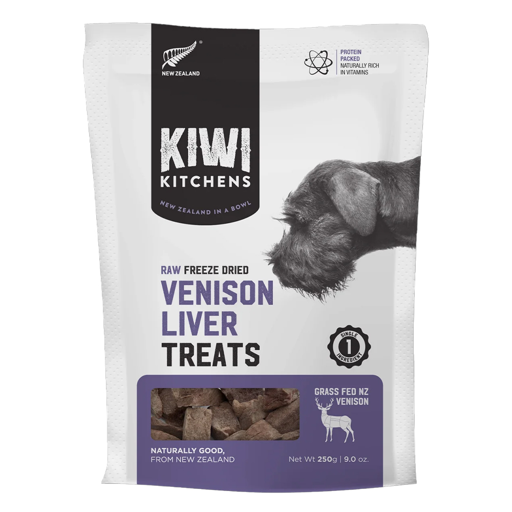Kiwi Kitchens Raw Freeze Dried Venison Liver Grain Free Treats For Dogs  250 Gm