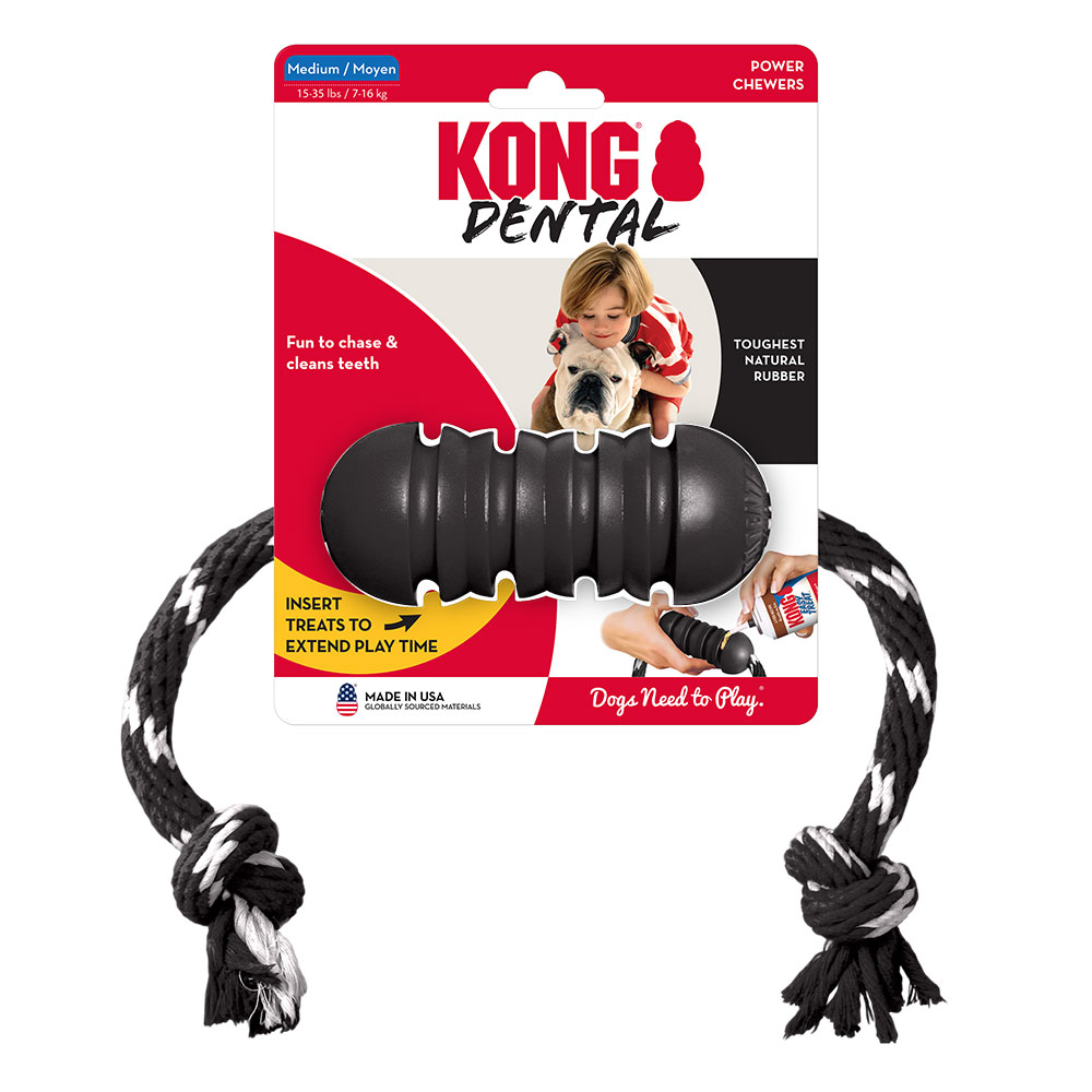Kong Dental Rubber Toy For Dogs - Extreme With Rope 1 X Medium