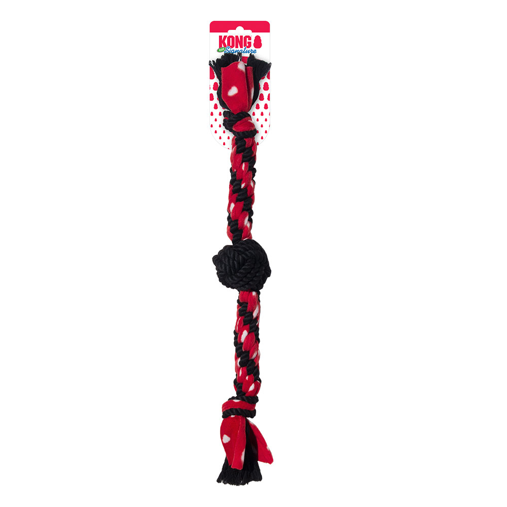 Kong Signature Rope Tug Toy For Dogs - Dual Knot With Ball 1 Pack