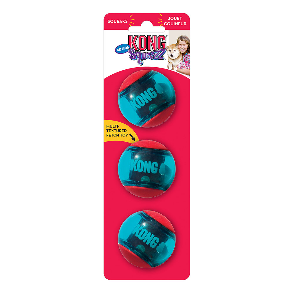 Kong Squeezz Action Squeaker Toy For Dogs - Balls 3 X Small