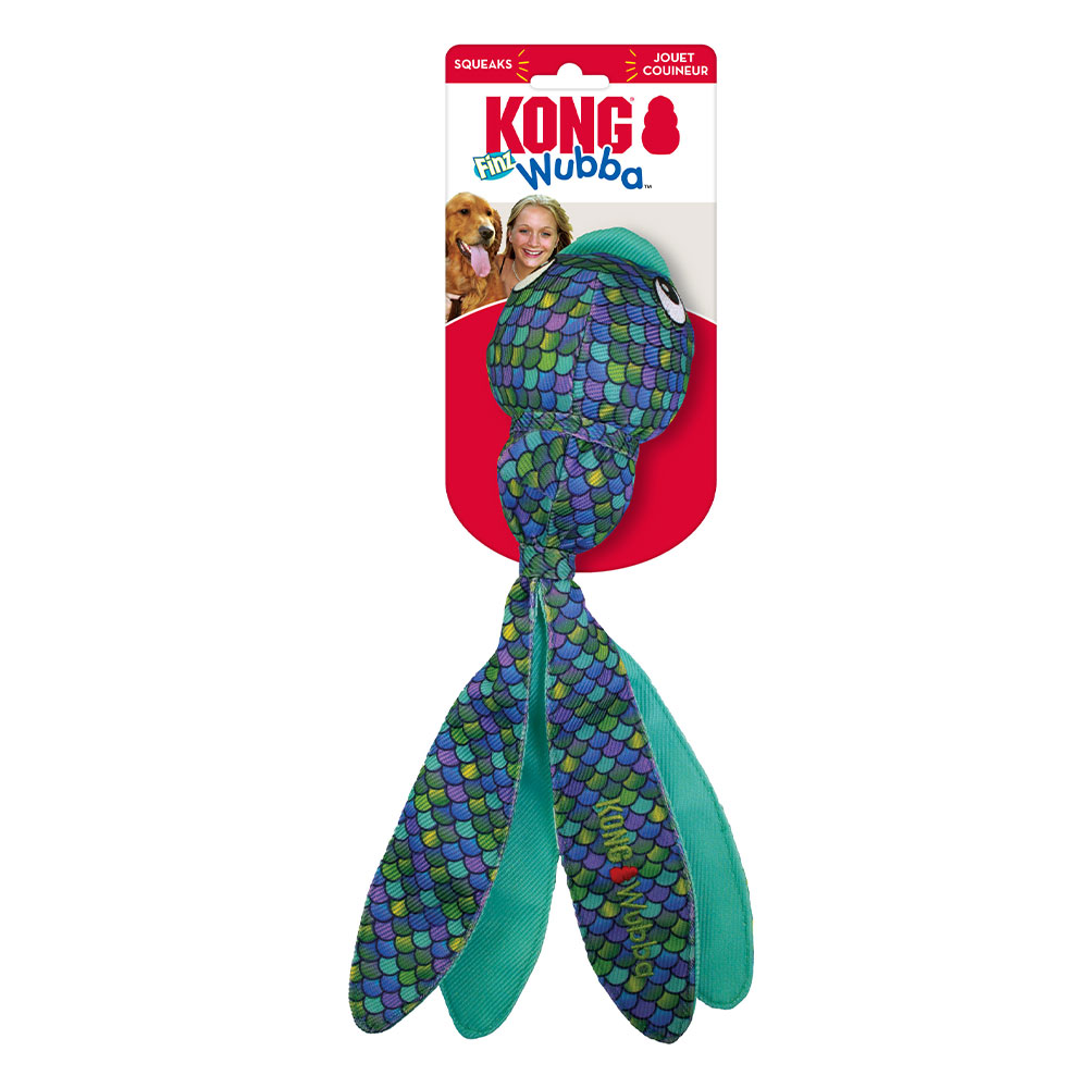 Kong Wubba Finz Squeaker Toy For Dogs - Blue 1 X Large