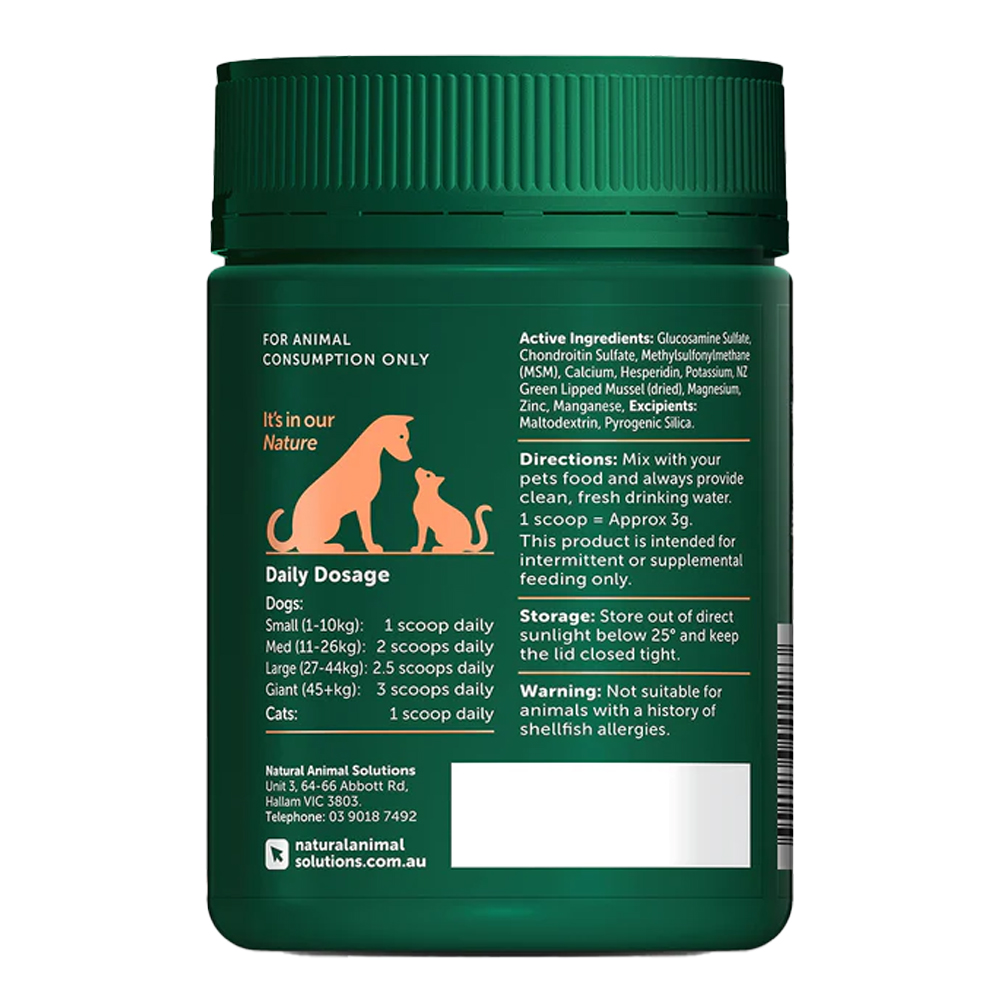 Natural Animal Solutions (NAS) Joint & Ligament Support Powder for Dogs and Cats