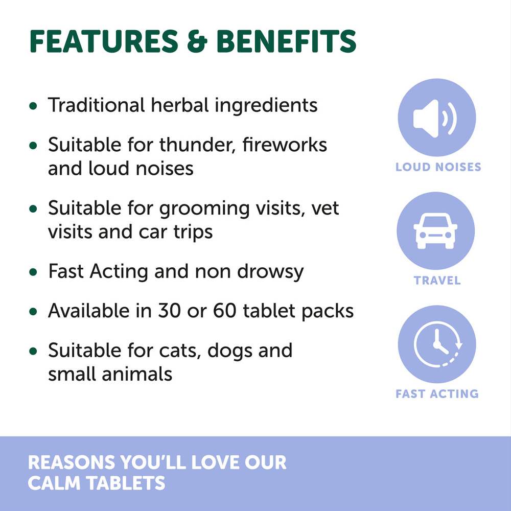 Natural Animal Solutions Calm Tablets for Dogs and Cats