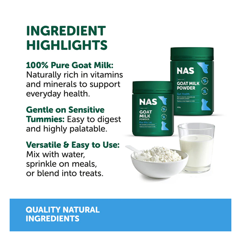 Natural Animal Solutions (NAS) Goat Milk Powder for Dogs & Cats