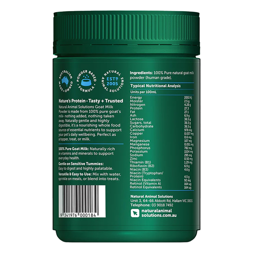 Natural Animal Solutions (NAS) Goat Milk Powder for Dogs & Cats