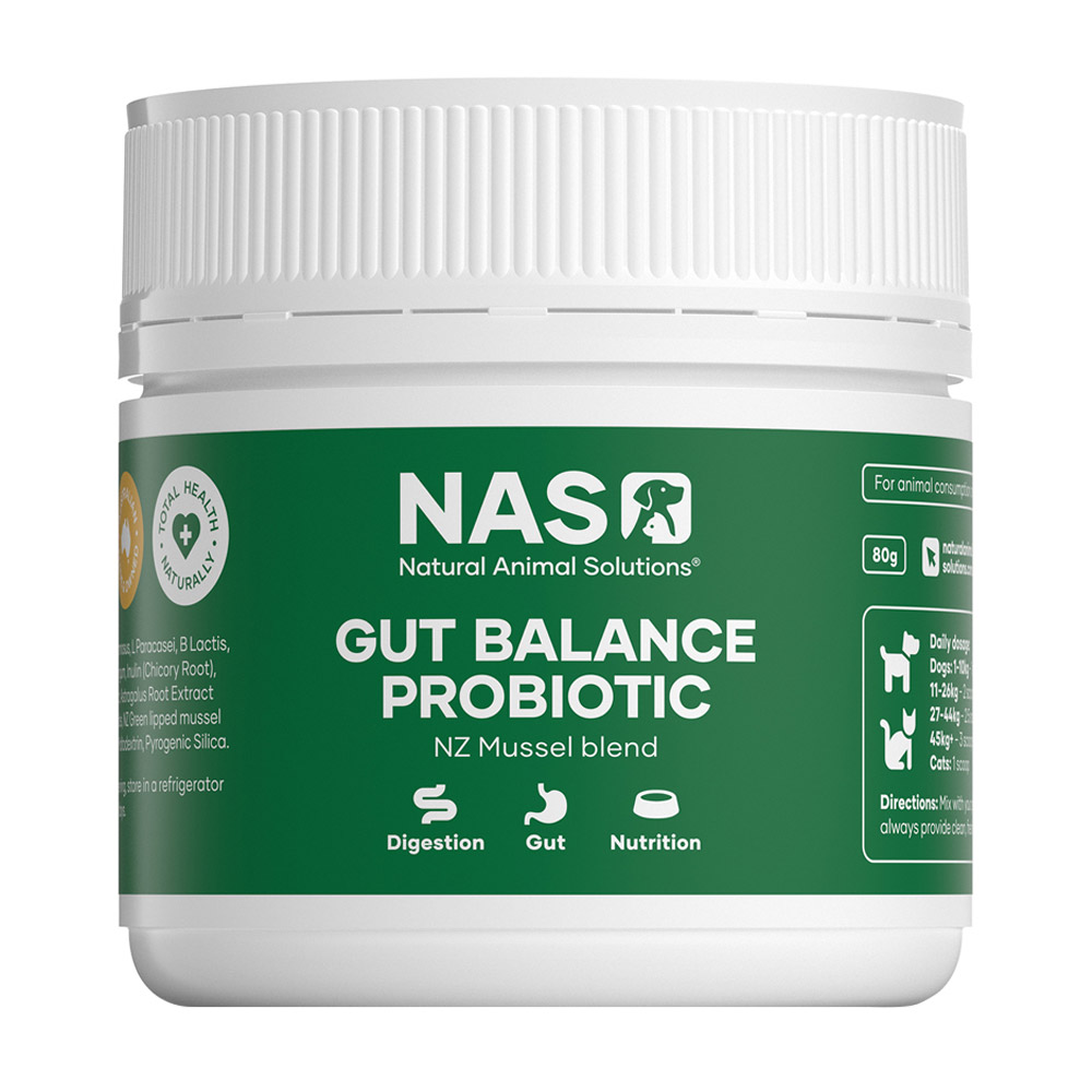 Natural Animal Solutions (NAS) Gut Balance Probiotic Supplement for Dogs and Cats - NZ Mussel Blend