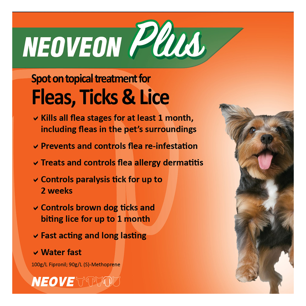 Neoveon Plus Flea and Tick For Small Dogs Upto 10kg Orange