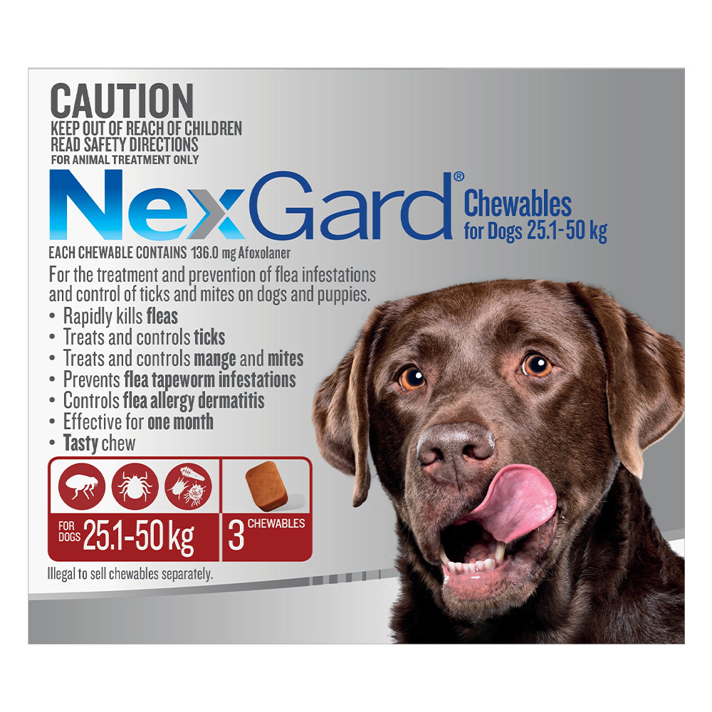 Buy Nexgard Chewables For Large Dogs (25 50 Kg) Red Online