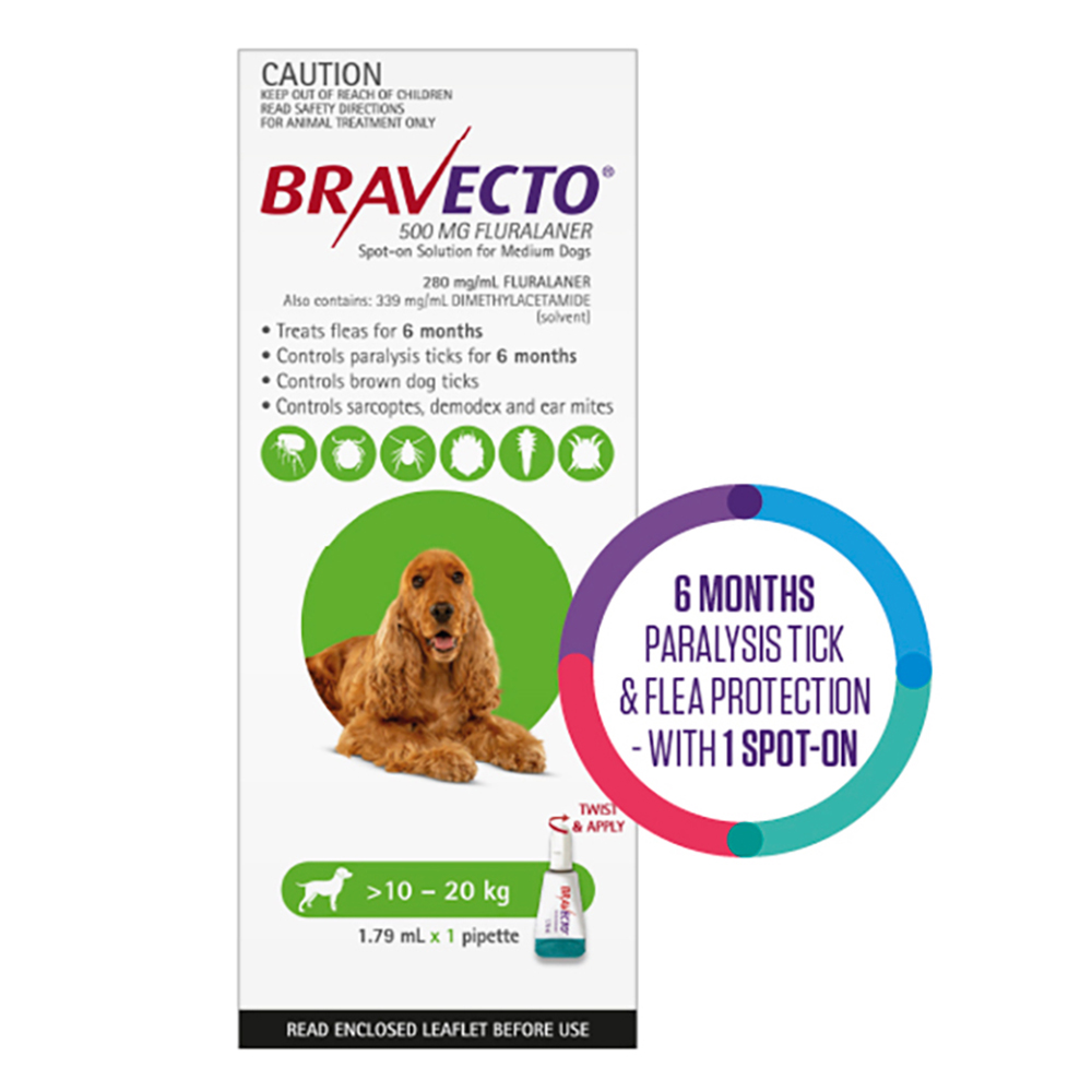 Bravecto Spot On for Medium Dogs (10 - 20 kg) Green