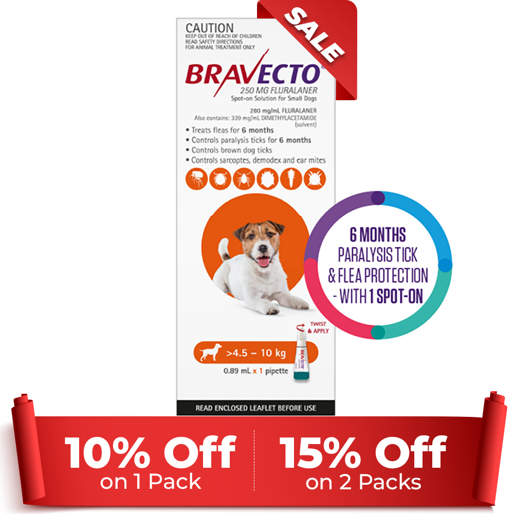 Bravecto Spot On For Small Dogs (4.5-10 Kg) Orange 1 Pack