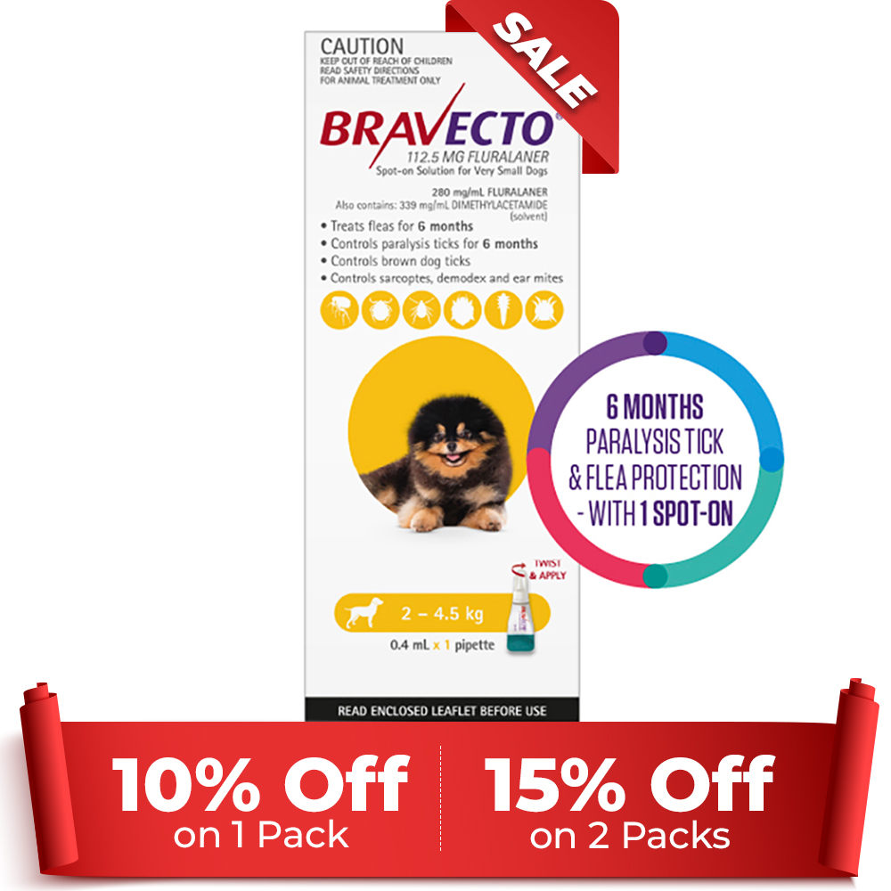 Bravecto Spot On For X-Small Dogs (2 - 4.5 Kg) Yellow 1 Pack