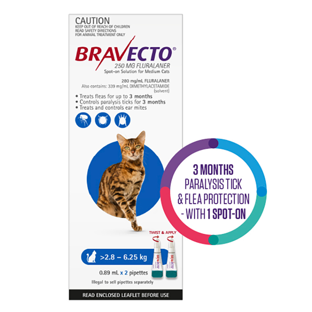 Bravecto Spot On For Medium Cats (2.8 - 6.25 kg) Blue