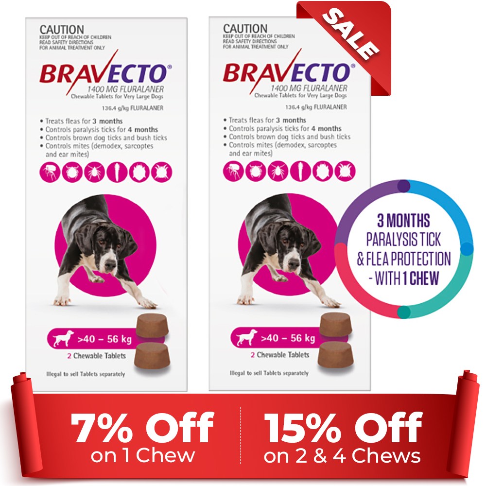 Bravecto For Extra Large Dogs 40-56Kg (Pink)