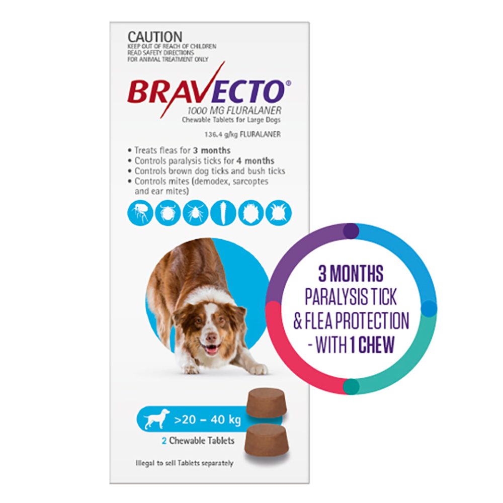 Bravecto For Large Dogs 20-40kg (Blue)