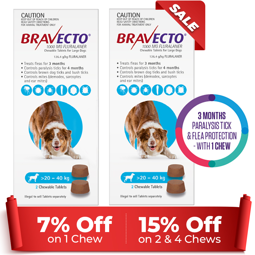 Bravecto For Large Dogs 20-40kg (Blue)