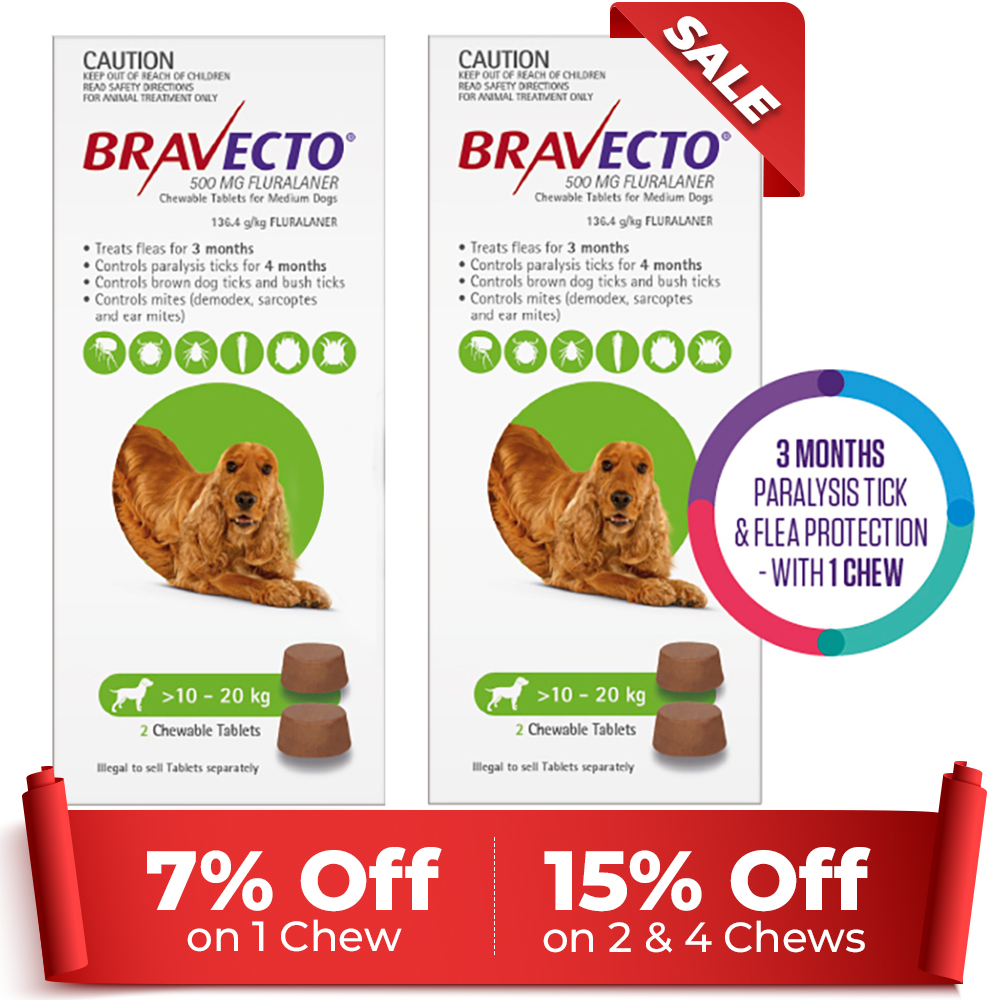Bravecto For Medium Dogs 10-20Kg (Green)
