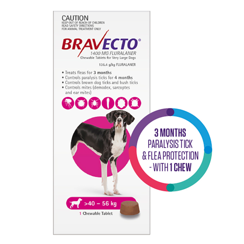 Bravecto For Extra Large Dogs 40-56Kg (Pink)