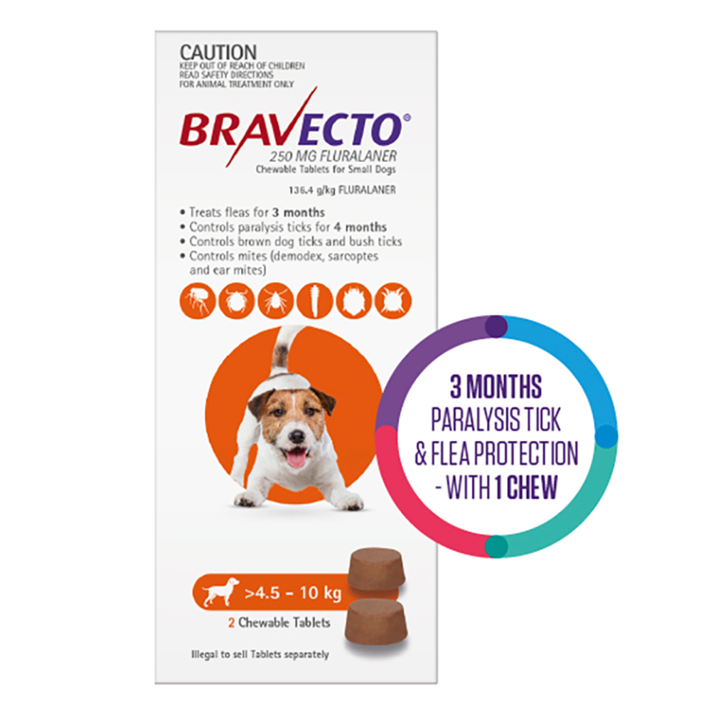 Bravecto For Small Dogs 4.5-10Kg (Orange)