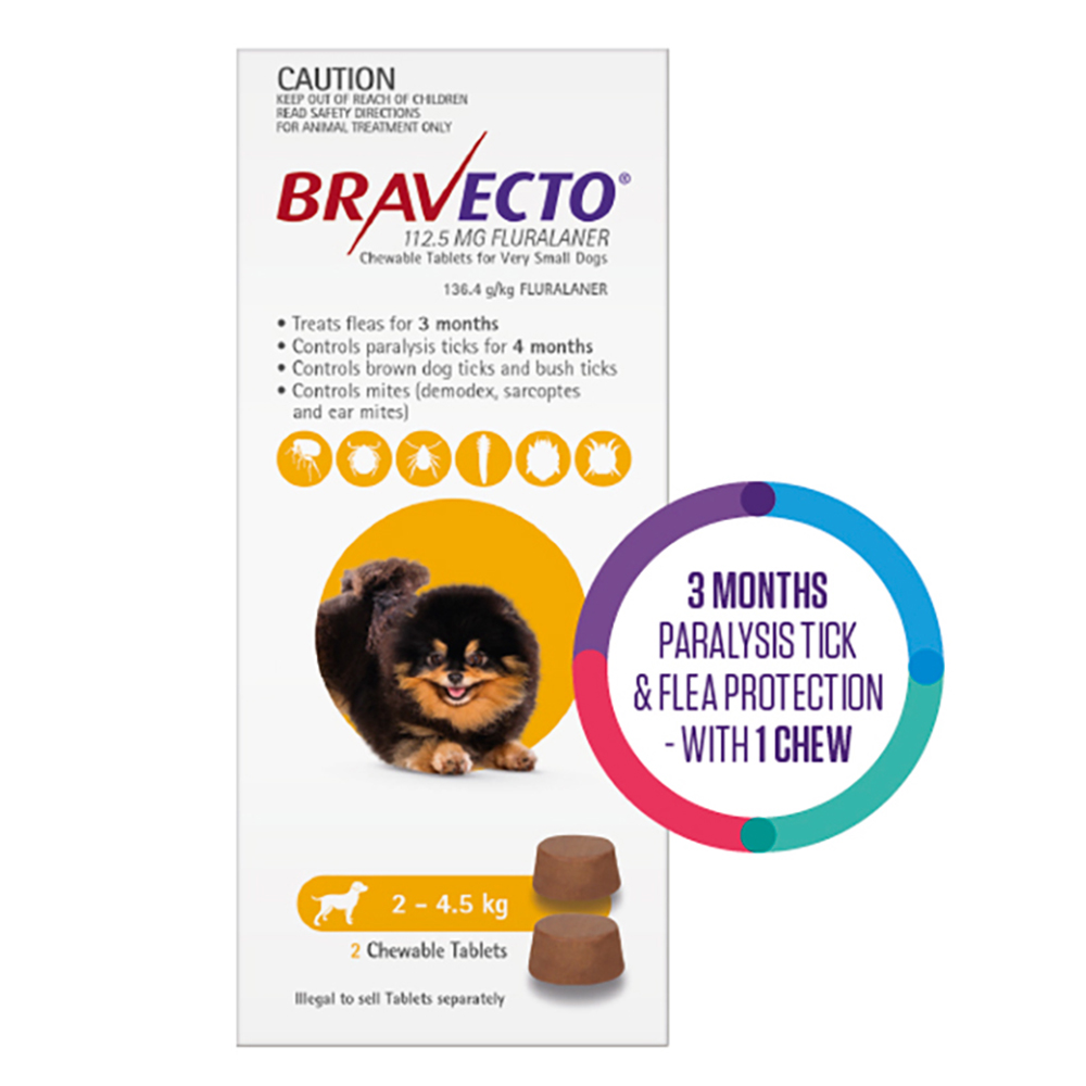Bravecto For Toy Dogs 2-4.5Kg (Yellow)