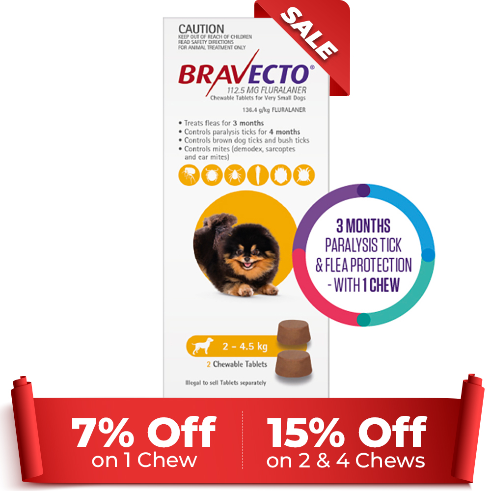 Bravecto For Toy Dogs 2-4.5Kg (Yellow)