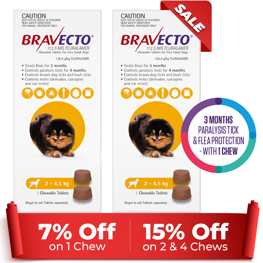 Bravecto For Toy Dogs 2-4.5Kg (Yellow)