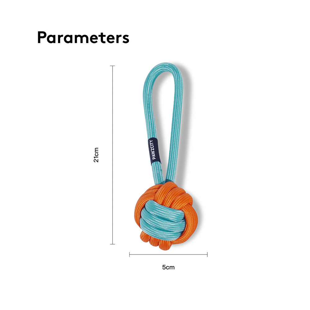 Pawzcity Interactive Rope Ball With Loop Blueberry 1 Pack