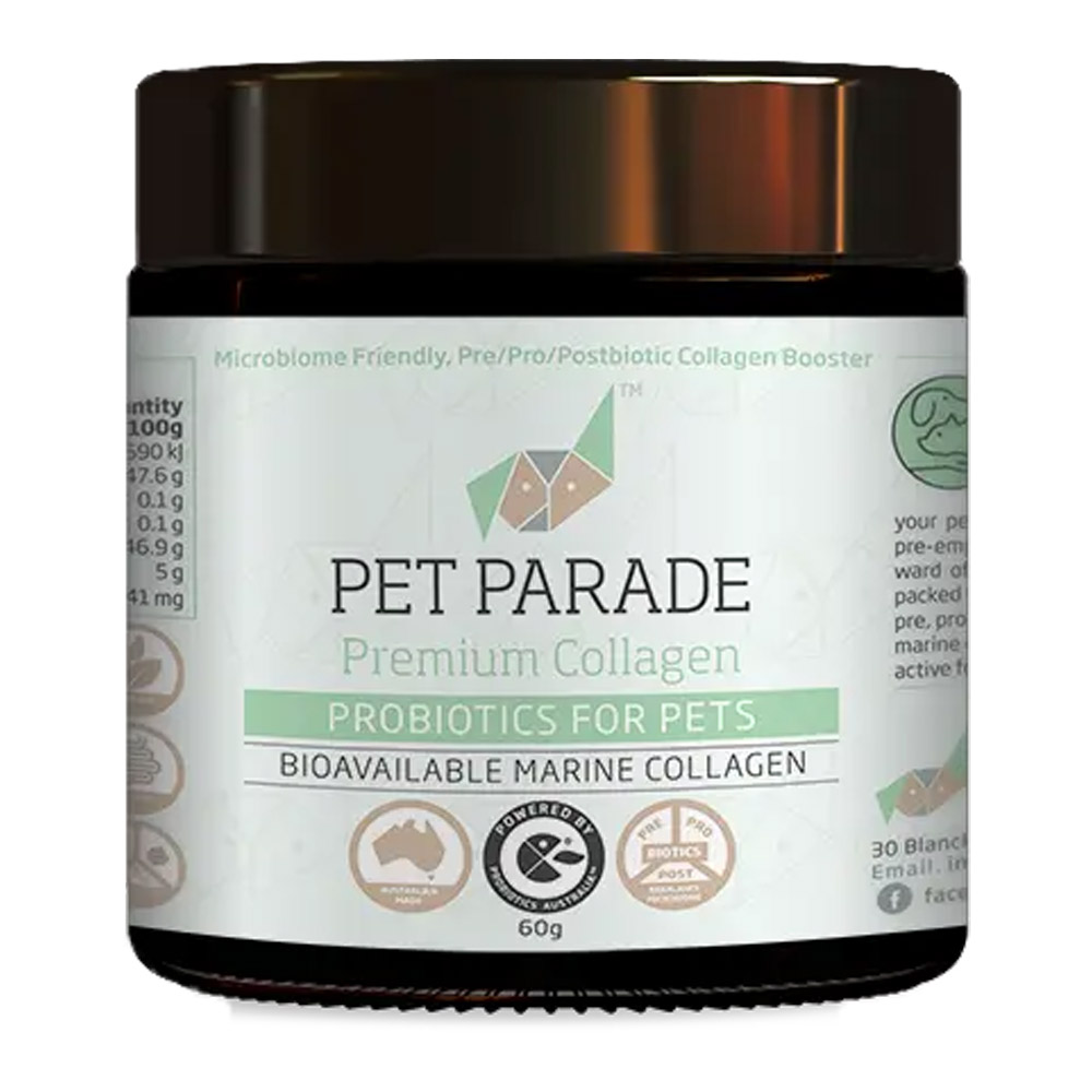Ipromea Pet Parade Collagen Probiotic Powder for Dogs and Cats for Dog Supplies