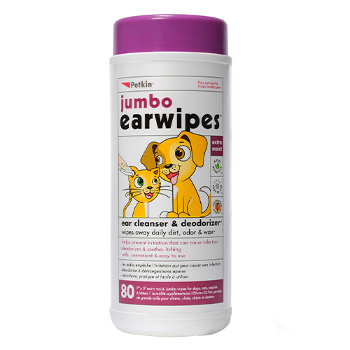 Petkin Jumbo Ear Wipes for Dogs and Cats for Dog Supplies