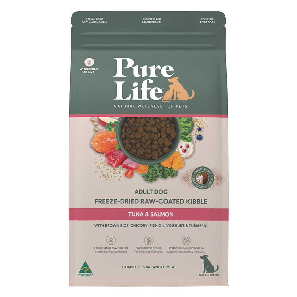 Pure Life Freeze Dried Raw Coated Kibble Tuna & Salmon Adult Dry Dog Food