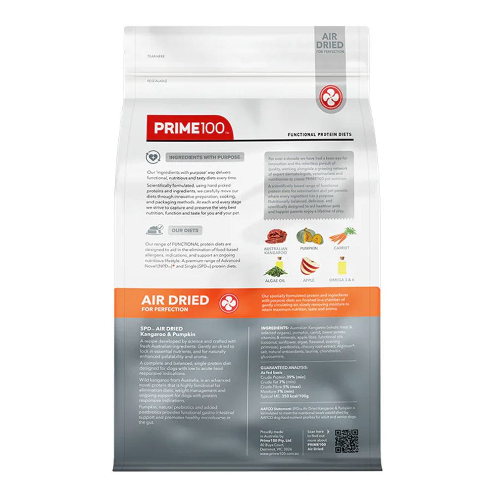Prime100 SPD Single Protein Diets Air Dried Kangaroo & Pumpkin All Life Stages dry dog Food