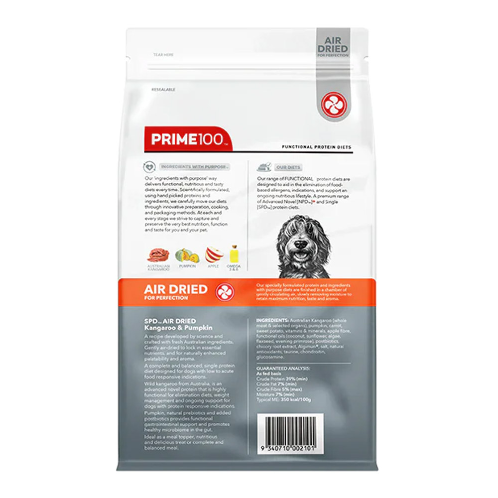 Prime100 SPD Single Protein Diets Air Dried Kangaroo & Pumpkin All Life Stages dry dog Food