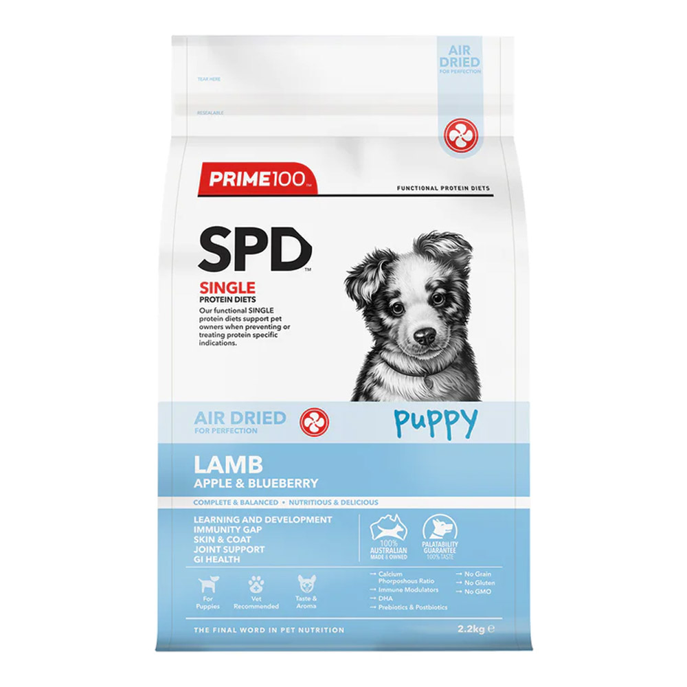 Prime100 SPD Single Protein Diets Air Dried Lamb, Apple & Blueberry Puppy Dry Dog Food