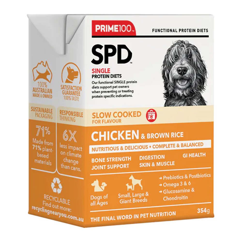 Prime100 SPD Single Protein Diets Slow Cooked Chicken & Brown Rice Wet Dog Food