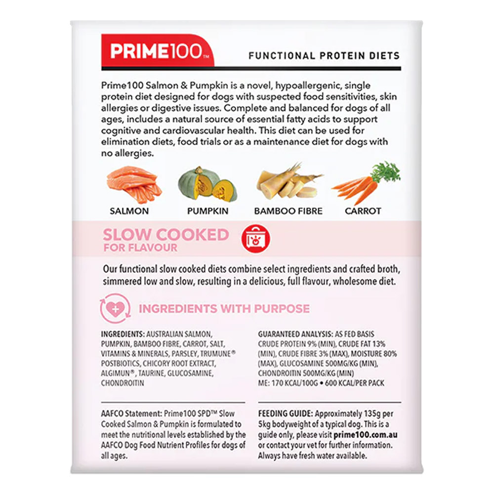 Prime100 SPD Single Protein Diets Slow Cooked Salmon & Pumpkin Wet Dog Food 354 Gm