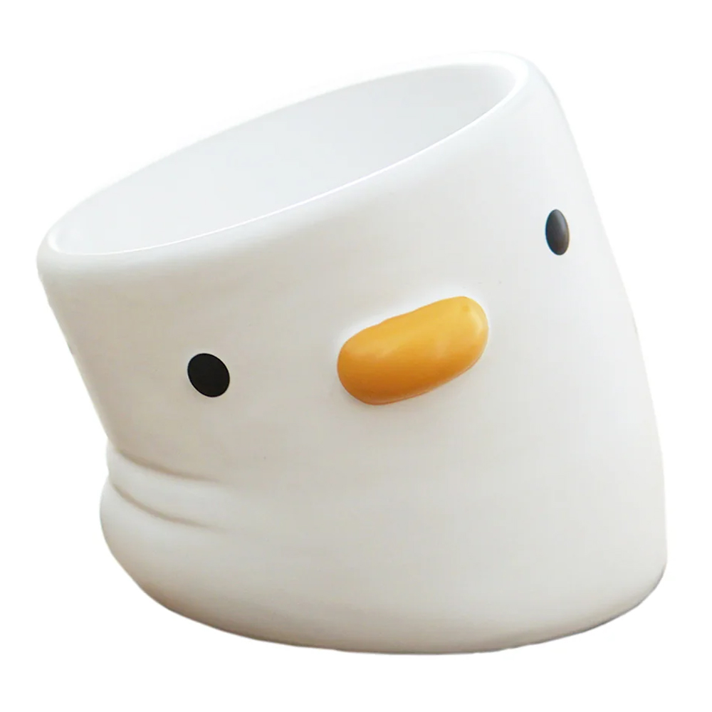 Purroom Elevated Chick Ceramic Pet Bowl Tilted