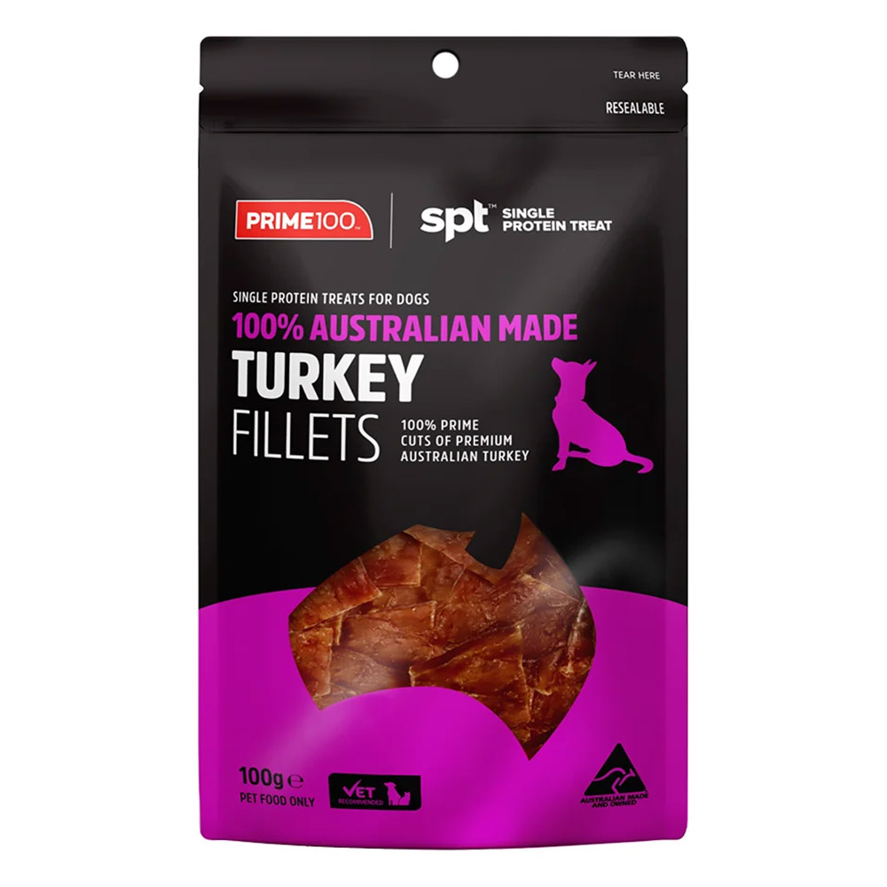 Prime100 Spt Single Protein Turkey Fillets Treats For Dogs 100gm 1 Pack