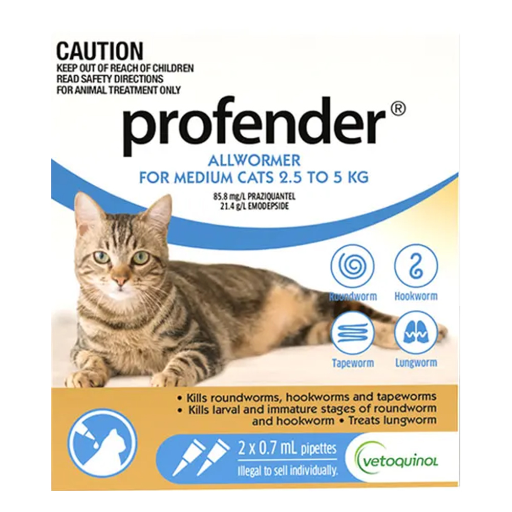 Profender Allwormer For Cats 2.5-5Kg (Blue)