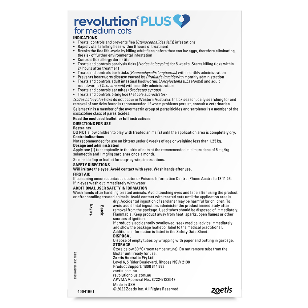 Revolution Plus for Medium Cats 2.6 - 5Kg (Orange)