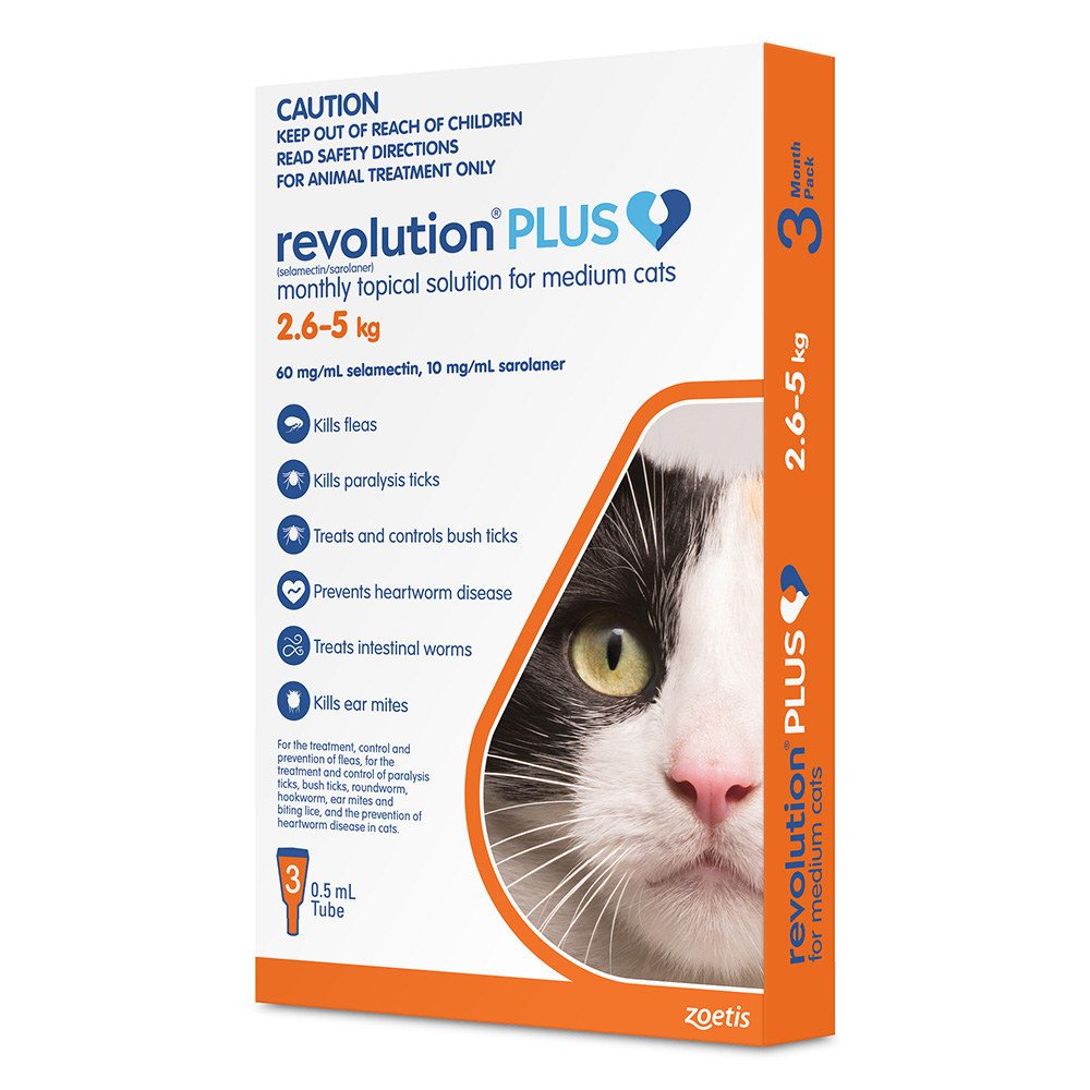 Revolution Plus for Medium Cats 2.6 - 5Kg (Orange)