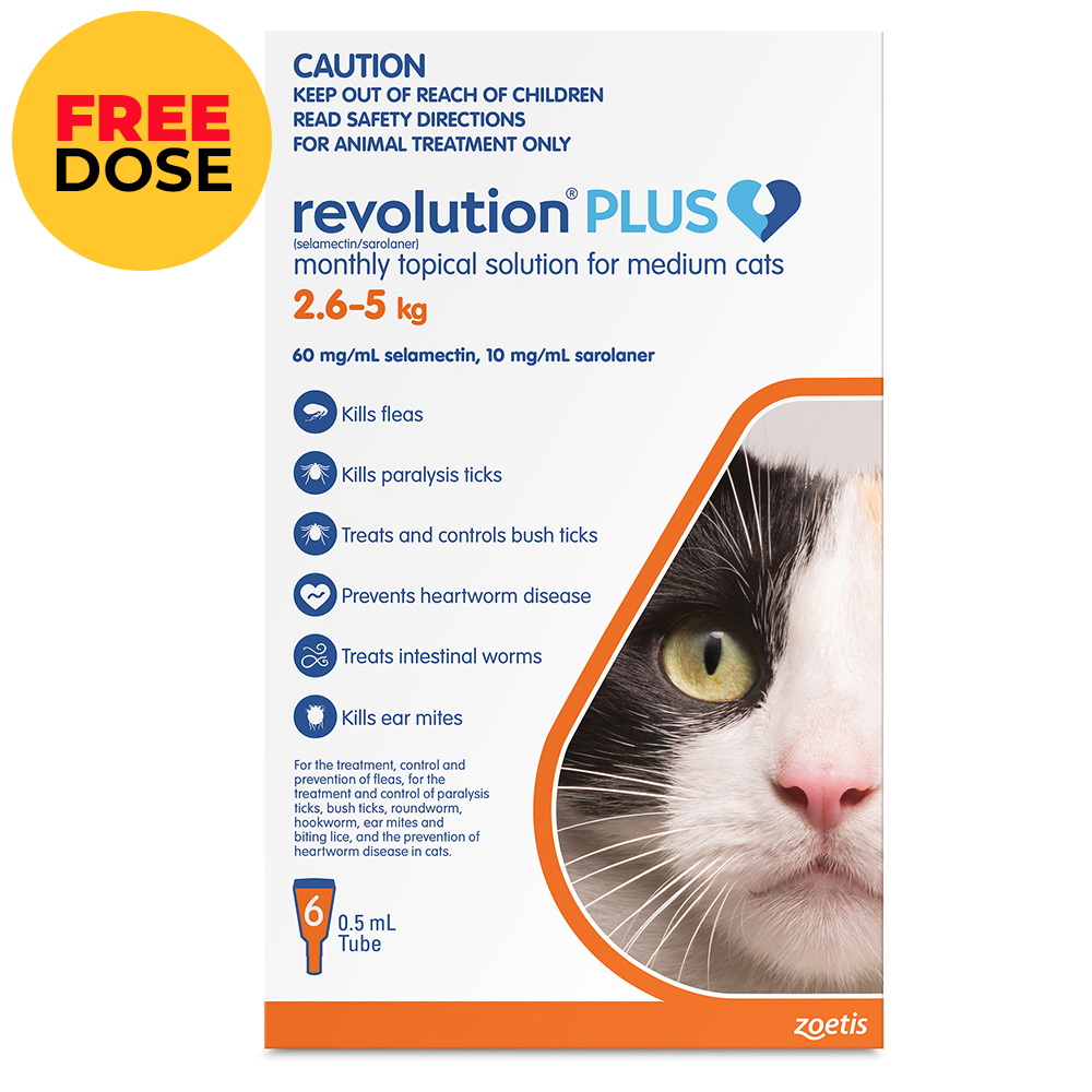 Revolution Plus for Medium Cats 2.6 - 5Kg (Orange)