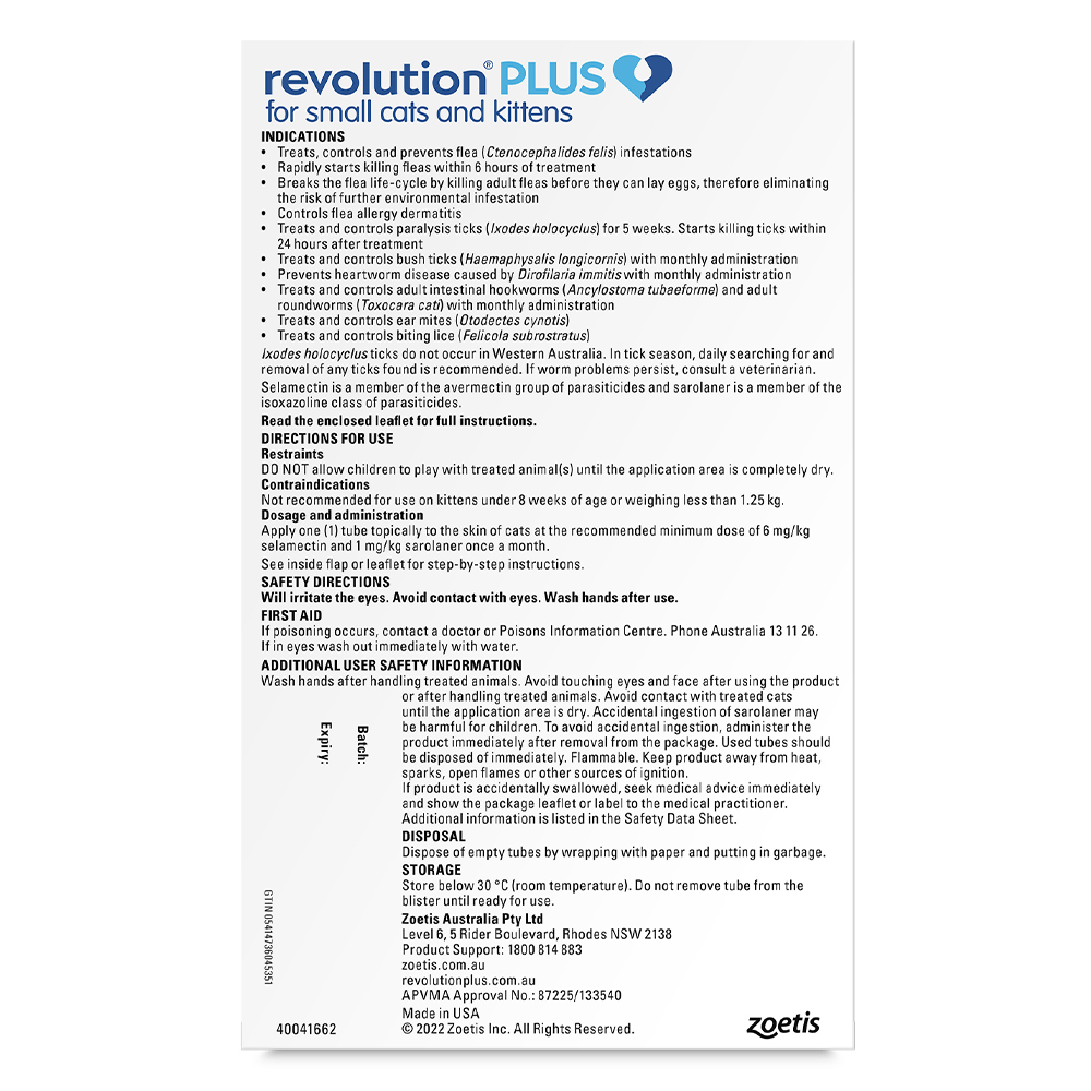 Revolution Plus for Kittens and Small Cats 1.25 - 2.5Kg (Yellow)