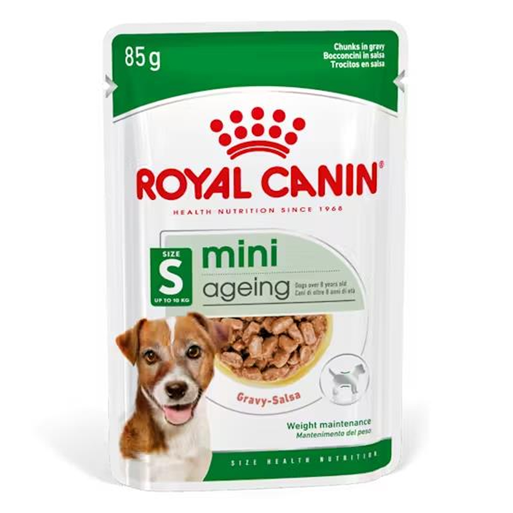 Royal Canin Mini Ageing Over 8 Years In Gravy Pouches Wet Dog Food 85gm 12 Pack