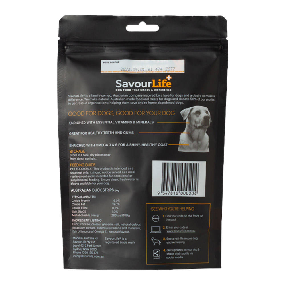SavourLife Australian Duck Strips Treats for Dogs