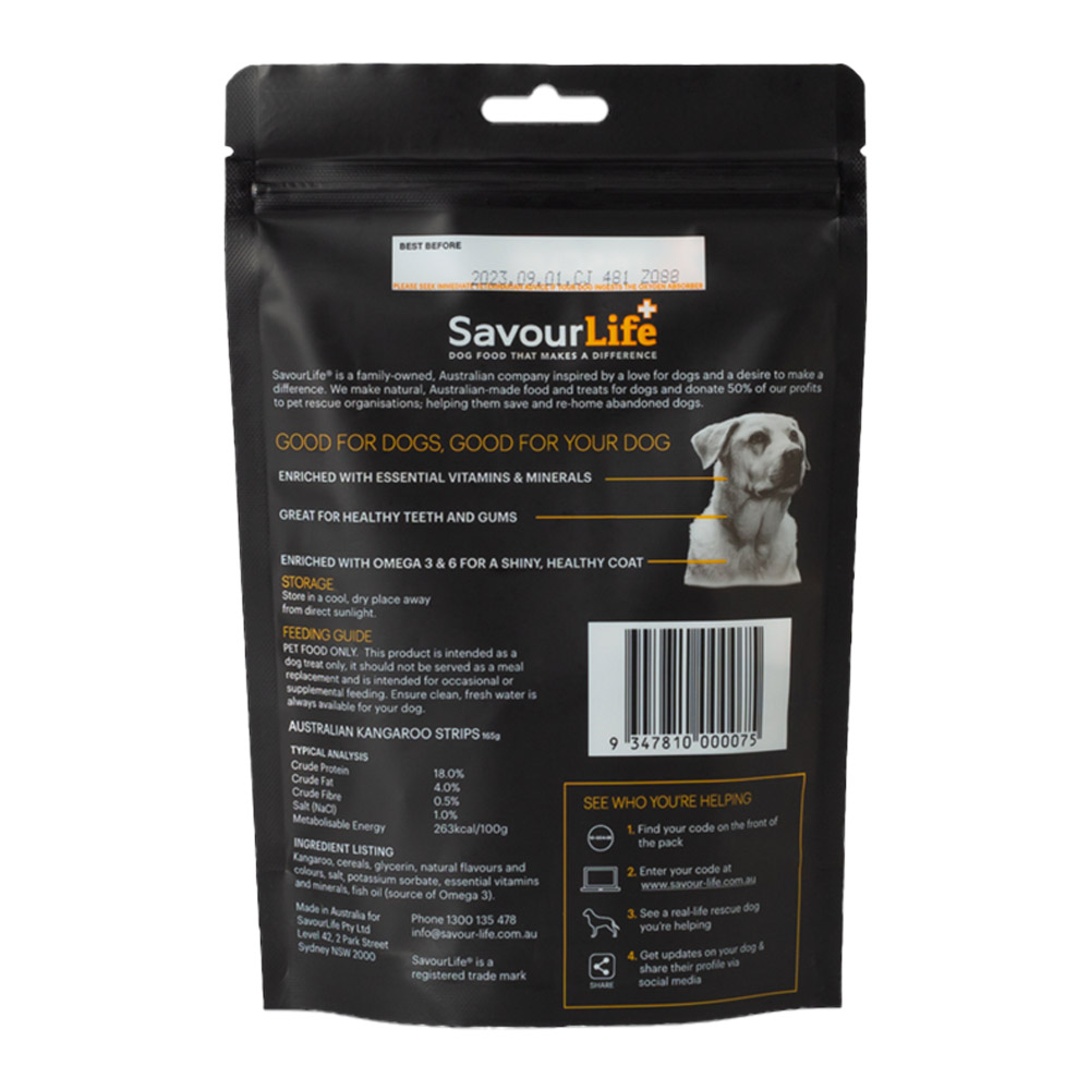 SavourLife Australian Kangaroo Strips Treats for Dogs