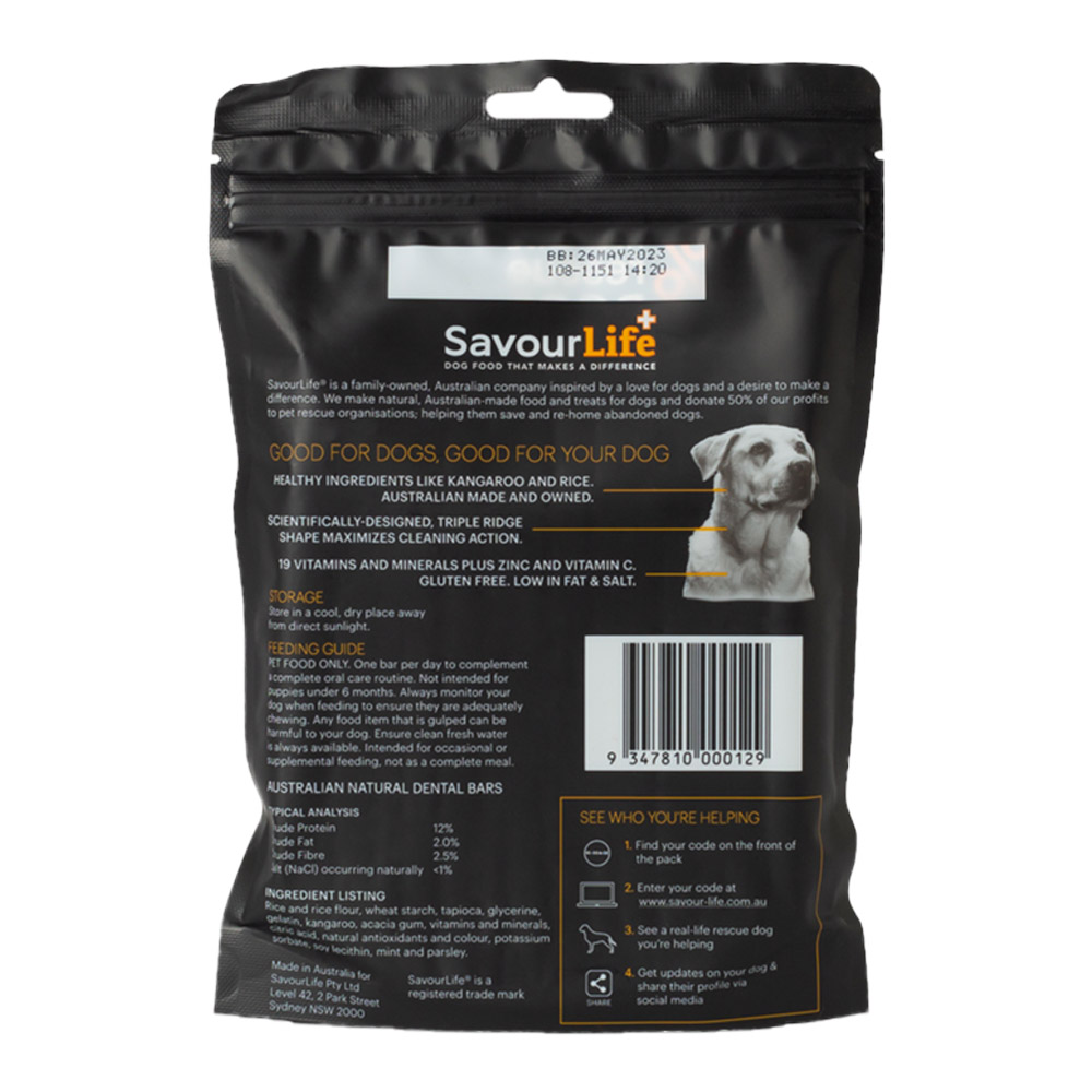 SavourLife Australian Natural Dental Bars Treats for Dogs Medium to Large