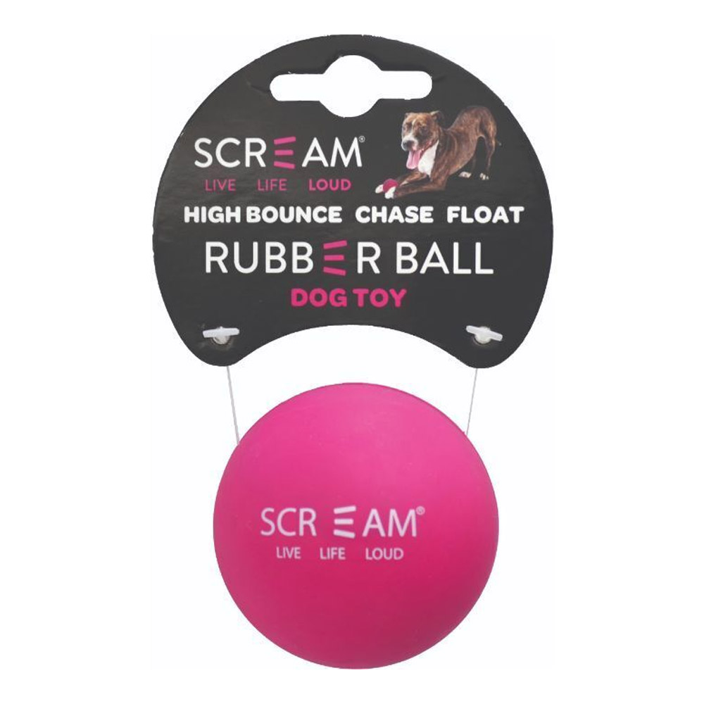 Scream Rubber Ball Dog Toy - Loud Pink