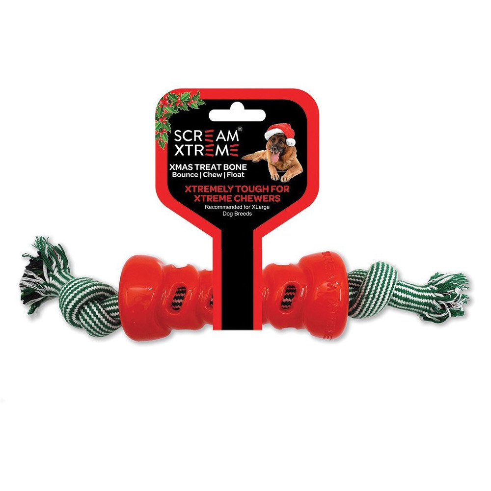 Scream Xtreme Christmas Treat Bone Toy for Dogs for Dog Supplies