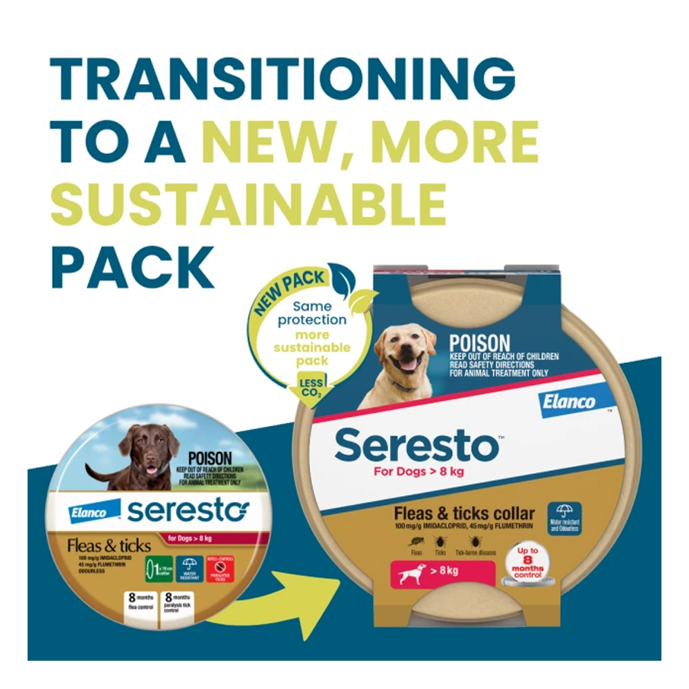 Seresto Flea and Tick Collar for Dogs over 8 Kg (Red)