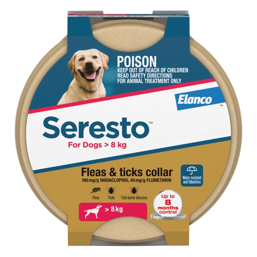 Seresto Flea and Tick Collar for Dogs over 8 Kg (Red)