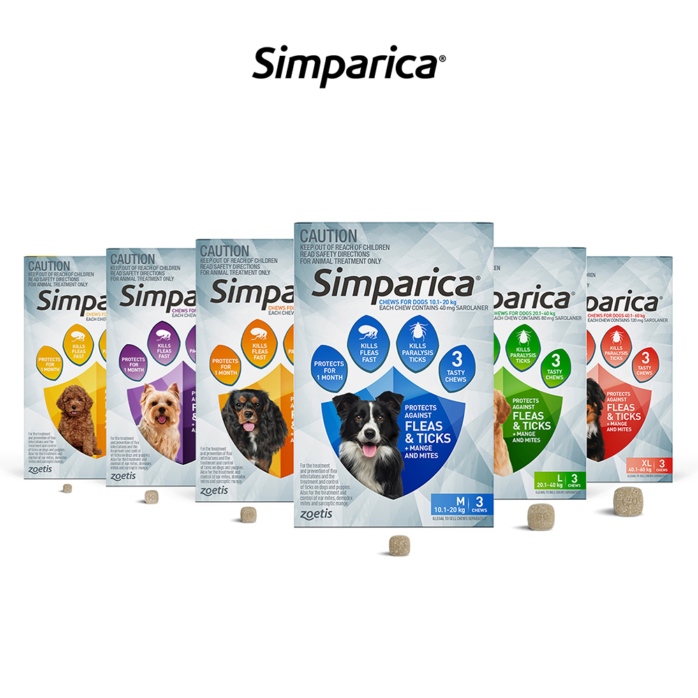 Simparica Chewables 10MG for Very Small Dogs 2.5-5KG (PURPLE)